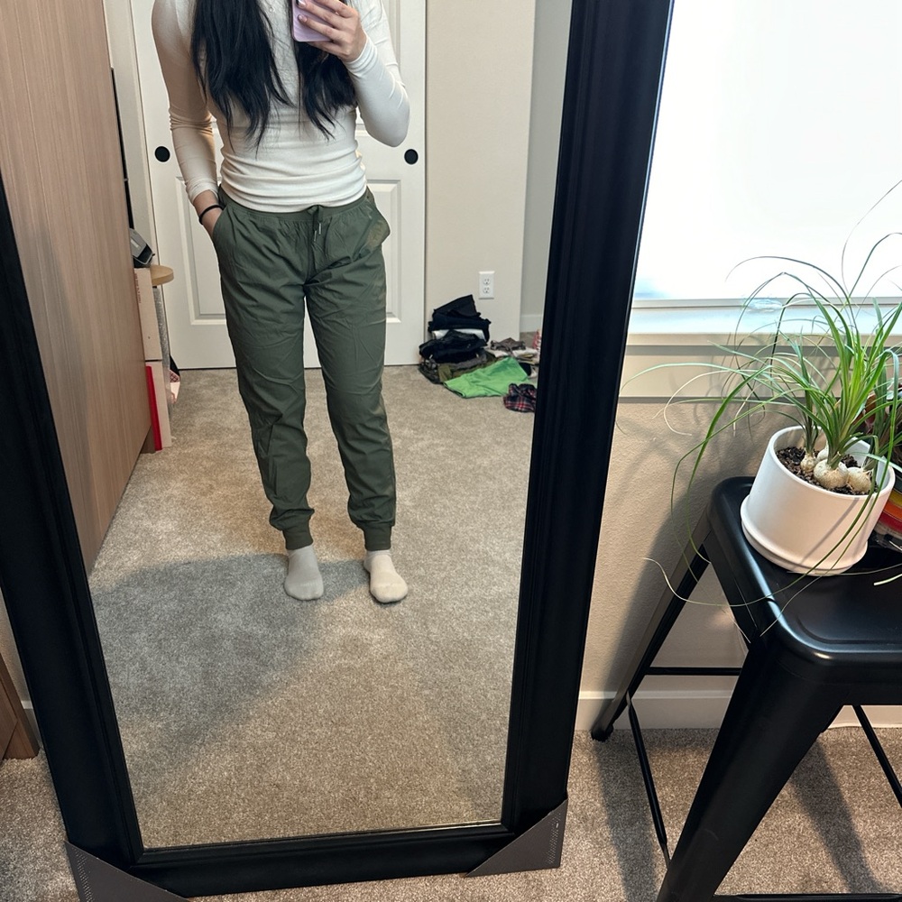 green zyia joggers